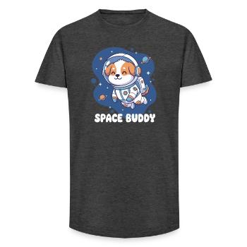 Space Buddy Astronaut Dog - Long Fit Men's T-Shirt - charcoal grey - Front - AI Model Male 185 light (185cm)