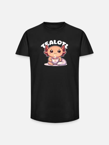 Cute Axolotl Tea Pun Tealotl - Long Fit Men's T-Shirt - black