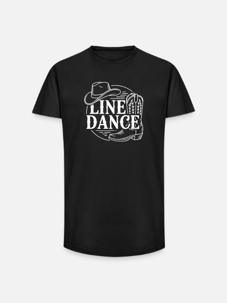 Line Dance Western Boat Sketch - Long Fit Men's T-Shirt - black