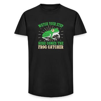 Frog Catcher Watch Your Step Frog - Long Fit Men's T-Shirt - black - Front - AI Model Male 185 light (185cm)