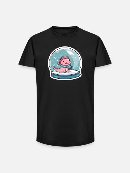 Axolotl in the snow globe - Long Fit Men's T-Shirt - black