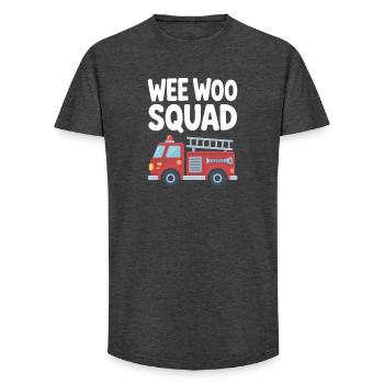 Wee Woo Squad Feuerwehr Auto Spass - Long Fit Männer T-Shirt - Anthrazit - Vorne - AI Model Male 185 light (185cm)