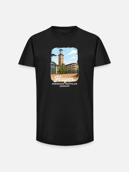 Hagen, North Rhine-Westphalia - Long Fit Men's T-Shirt - black