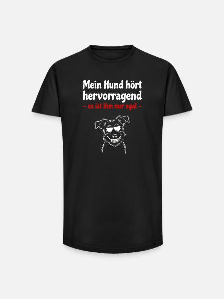 Dog hears excellently - dog with sunglasses - Long Fit Men's T-Shirt - black