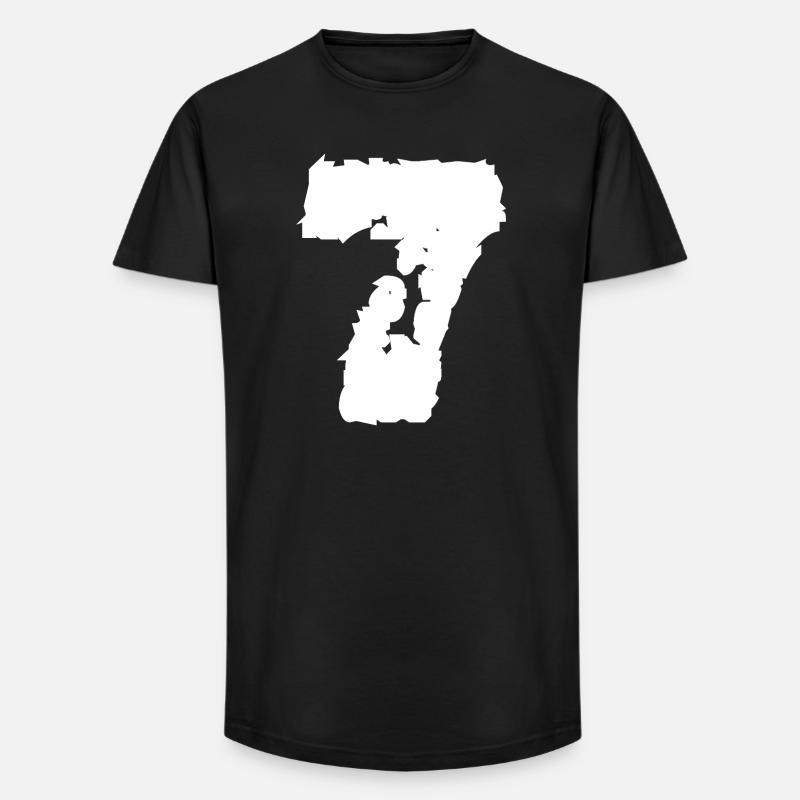 7 Nummer sieben - Long Fit Männer T-Shirt - Schwarz