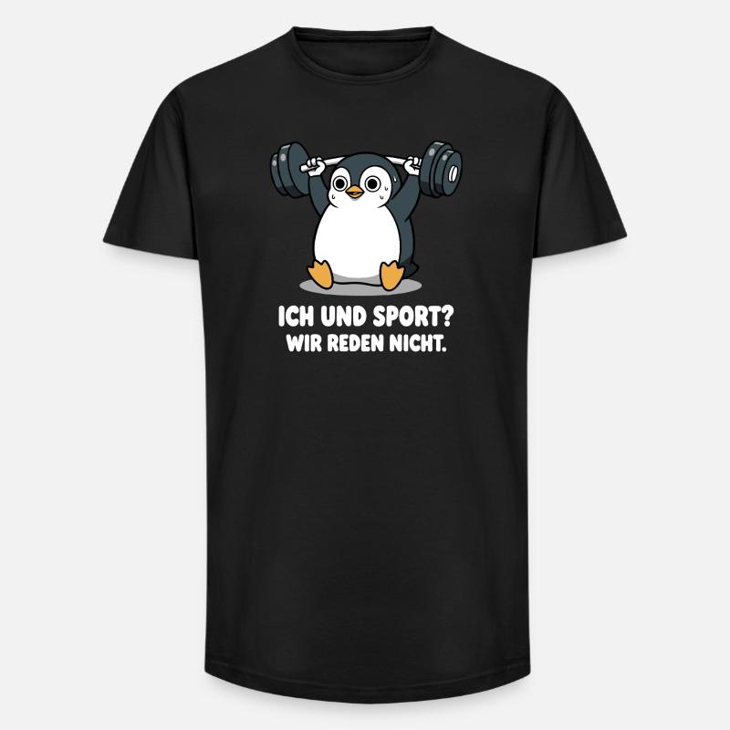 Penguin Gewichtheben Spruch - Long Fit Männer T-Shirt - Schwarz