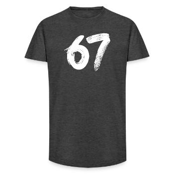 67 Weiße Farbe - Long Fit Männer T-Shirt - Anthrazit - Vorne - AI Model Male 185 light (185cm)