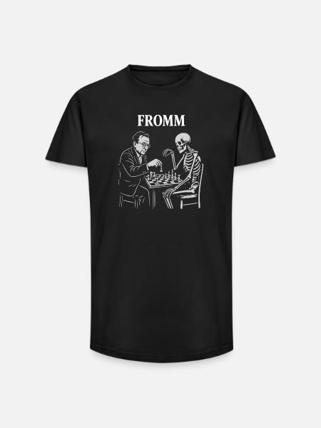 Noir-Schach: Erich Fromm-Psychoanalyse vs. Skelett - Long Fit Männer T-Shirt - Schwarz