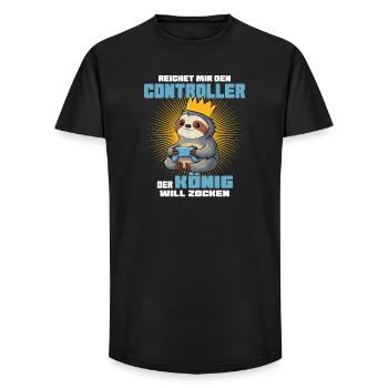 King with controller - Long Fit Men's T-Shirt - black - Front - AI Model Male 185 light (185cm)