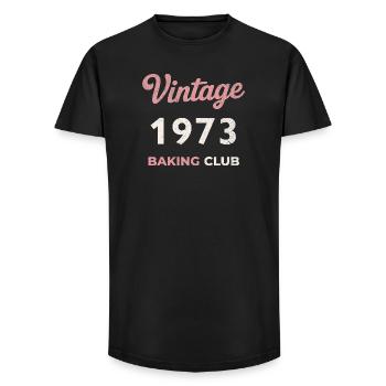 Millésime 1973 – Année de naissance rétro du Baking Club - T-shirt coupe longue homme - noir - Devant - AI Model Male 185 light (185cm)