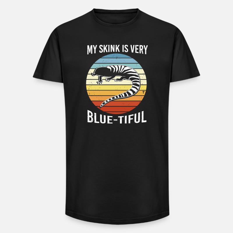 Eidechse Blau Zunge - Long Fit Männer T-Shirt - Schwarz