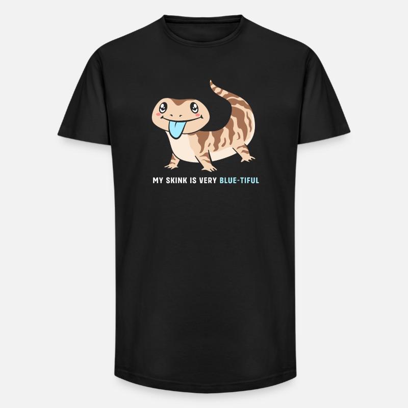 Blau Zunge Eidechse - Long Fit Männer T-Shirt - Schwarz