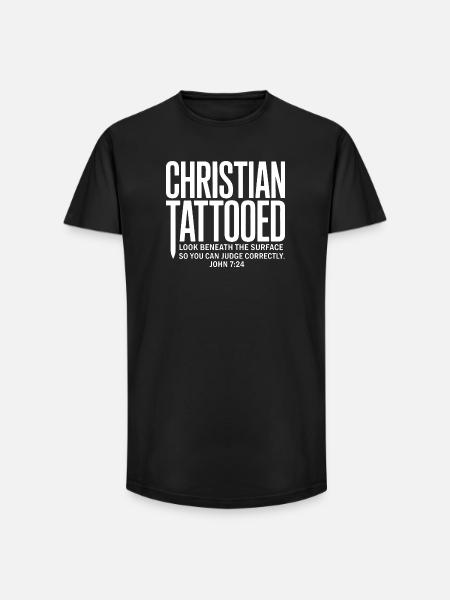 Christian tattoo look under surface - Long Fit Men's T-Shirt - black