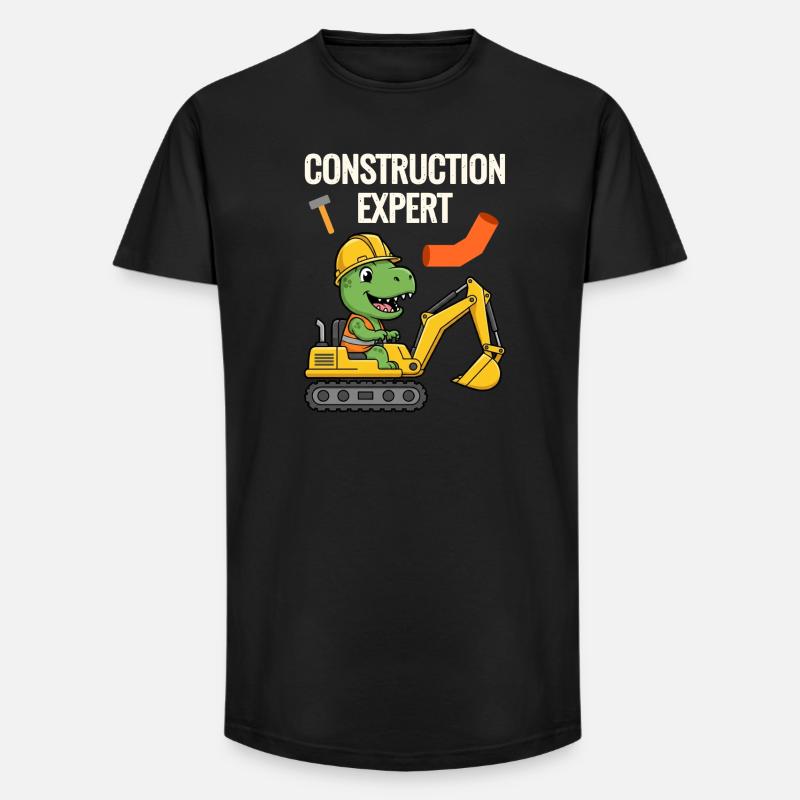 Construction worker Dino - Long Fit Men's T-Shirt - black