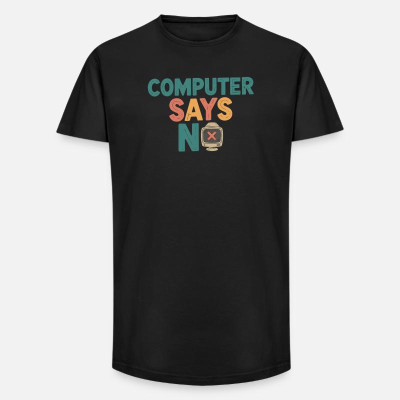 Retro Computer sagt Nein - Long Fit Männer T-Shirt - Schwarz