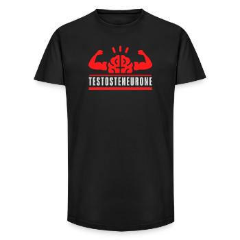 Testosteneurone - T-shirt coupe longue homme - noir - Devant - AI Model Male 185 light (185cm)
