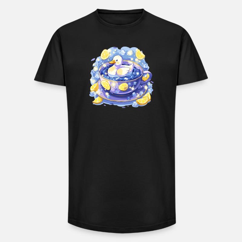 Zitronenente im Teebecher - Long Fit Männer T-Shirt - Schwarz