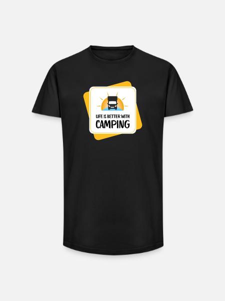 Life Is Better with Camping – Design - Long Fit Men's T-Shirt - black