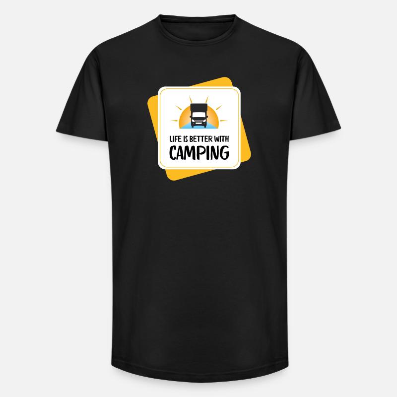 Life Is Better with Camping – Design - Long Fit Männer T-Shirt - Schwarz