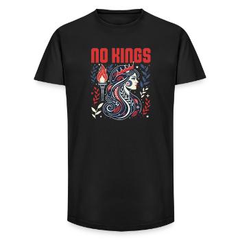 No Kings Bold Anti-Monarchy Liberty USA - Long Fit Men's T-Shirt - black - Front - AI Model Male 185 light (185cm)