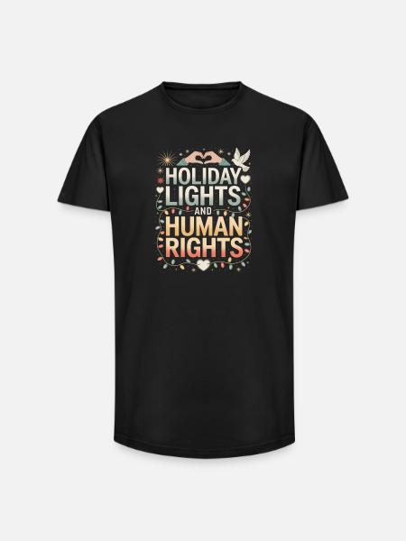 Holiday Lights and Human Rights - Long Fit Men's T-Shirt - black