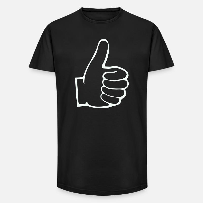 Daumen Hoch Outline - Long Fit Männer T-Shirt - Schwarz
