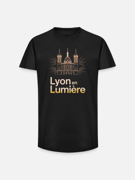 Lyon en lumière: Stylized cathedral - Long Fit Men's T-Shirt - black