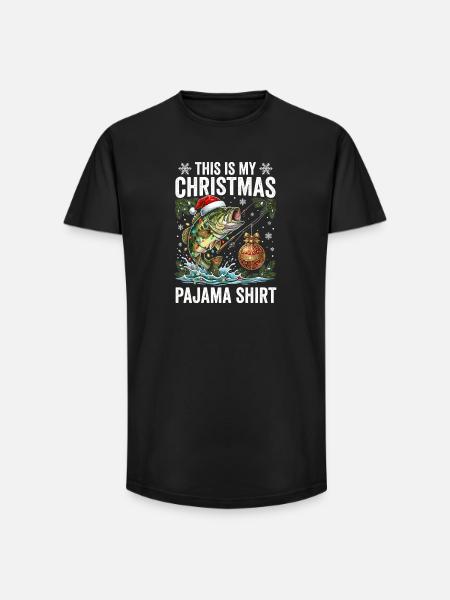 Christmas Fish Pajama Shirt - Long Fit Men's T-Shirt - black