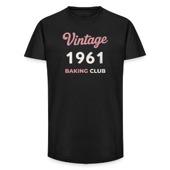 Millésime 1961 – Année de naissance rétro du Baking Club - T-shirt coupe longue homme - noir - Devant - AI Model Male 185 light (185cm)