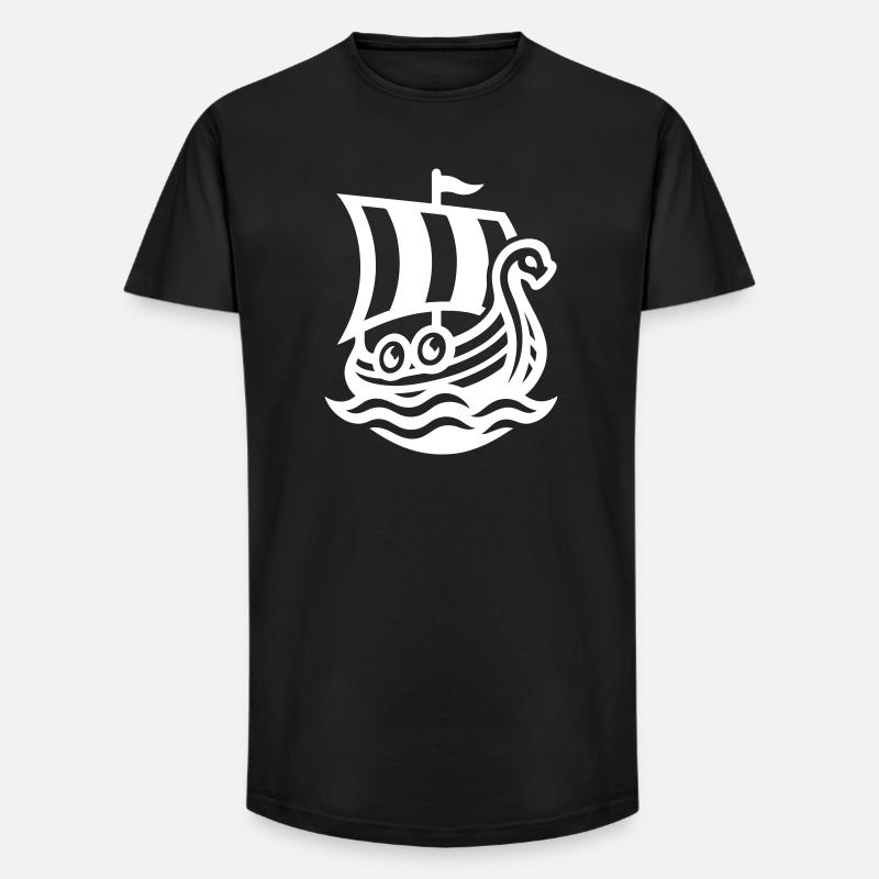 Wikingerschiff Drachenboot - Long Fit Männer T-Shirt - Schwarz