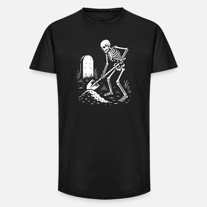 Skeleton Digging in Graveyard - Long Fit Men's T-Shirt - black