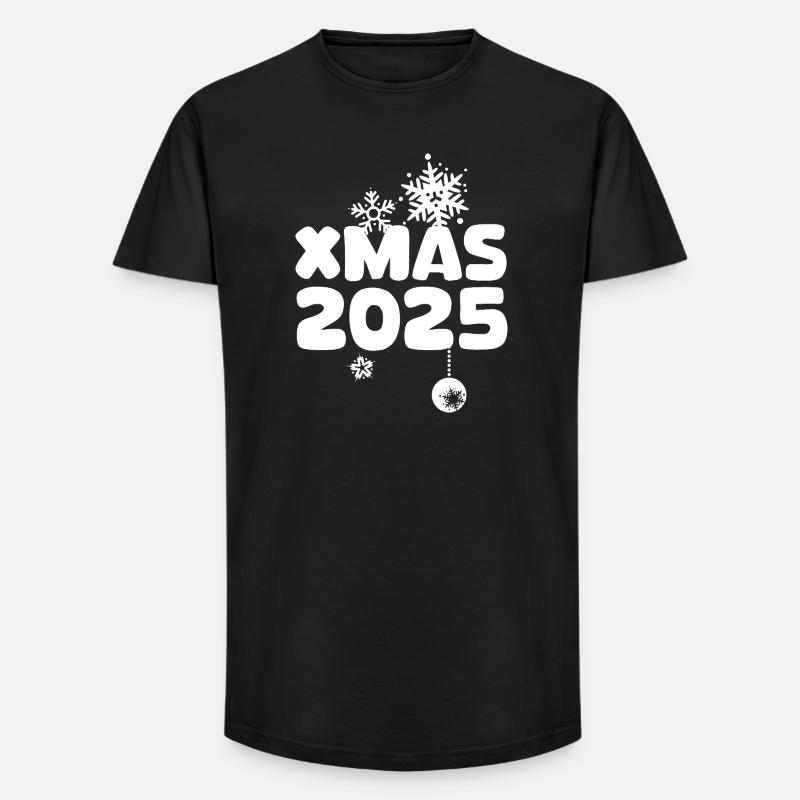 XMAS 2025 mit Schneeflocken Design - Long Fit Männer T-Shirt - Schwarz