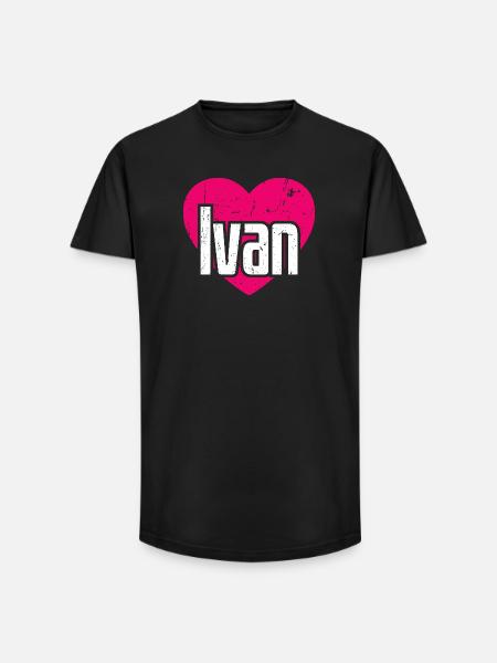 J’aime Ivan Coeur Rose J’aime Ivan - T-shirt coupe longue homme - noir