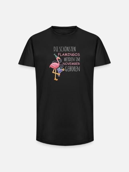 November Birthday Flamingo Saying Funny - Long Fit Men's T-Shirt - black