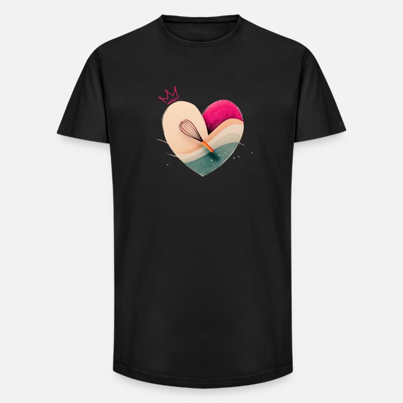 Herz mit Krone - Backen - Long Fit Männer T-Shirt - Schwarz