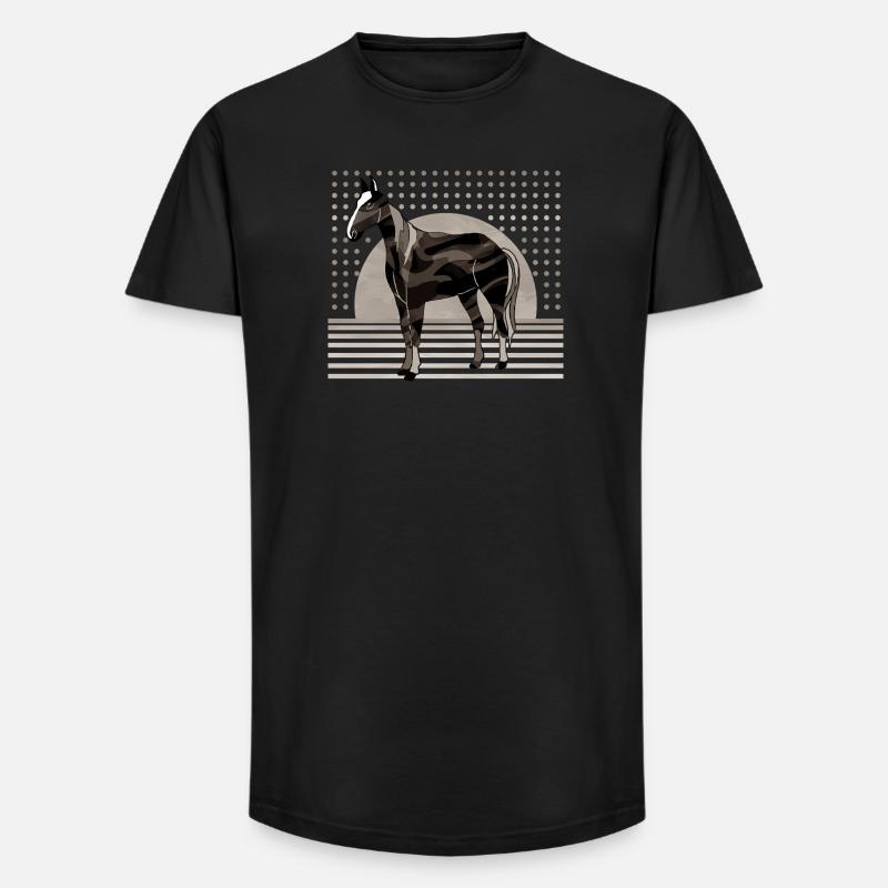 Pferd - Long Fit Männer T-Shirt - Schwarz