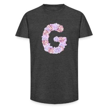 Fleurs « G » pour une personne géniale - T-shirt coupe longue homme - charbon - Devant - AI Model Male 185 light (185cm)