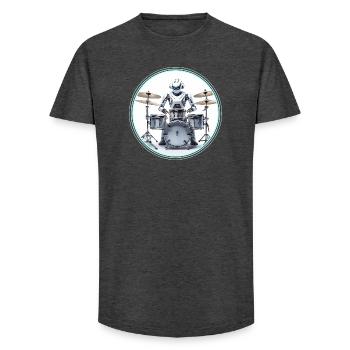 Drum Machine Robot - Long Fit Men's T-Shirt - charcoal grey - Front - AI Model Male 185 light (185cm)