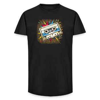 Retro Cassettes Kasi - Tape - Long Fit Men's T-Shirt - black - Front - AI Model Male 185 light (185cm)