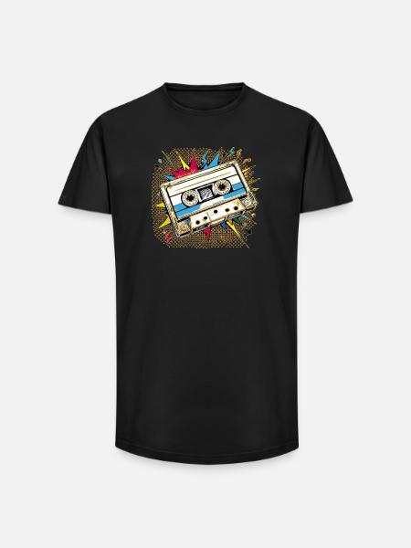 Retro Kassetten Kasi - Tape - Long Fit Männer T-Shirt - Schwarz