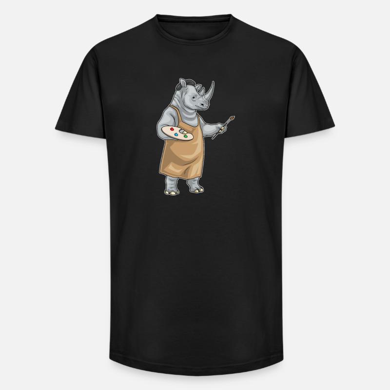 Nashorn Maler Pinsel Malen - Long Fit Männer T-Shirt - Schwarz