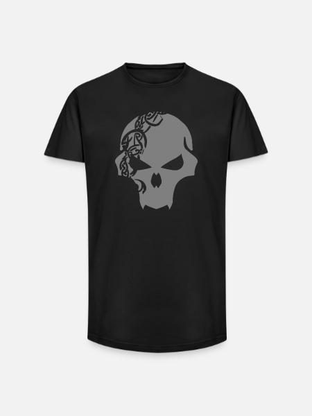 Gothic Skull with Celtic Tribal - Long Fit Men's T-Shirt - black