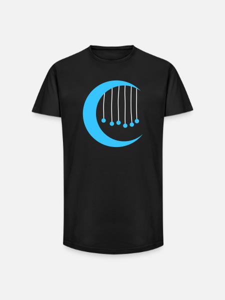 Blå måne med vindspel - Long Fit Men's T-Shirt - black