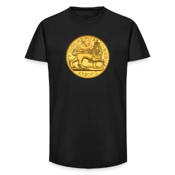 1889-1897 Menelik II Tripe of Judah Lion of Judah  - Long Fit Männer T-Shirt - Schwarz - Vorne - AI Model Male 185 light (185cm)