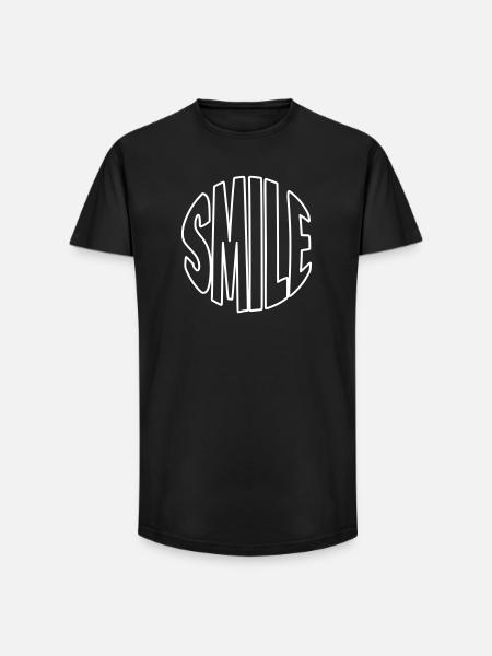 Clear smile lettering with contours - Long Fit Men's T-Shirt - black