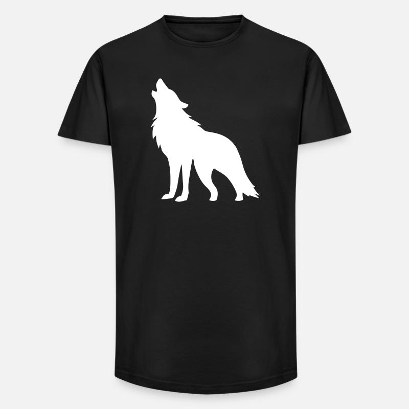 Wolf Silhouette - Long Fit Männer T-Shirt - Schwarz