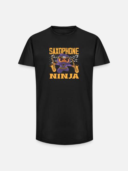 Saxophon-ninja Lustiger Saxophonist - Long Fit Männer T-Shirt - Schwarz