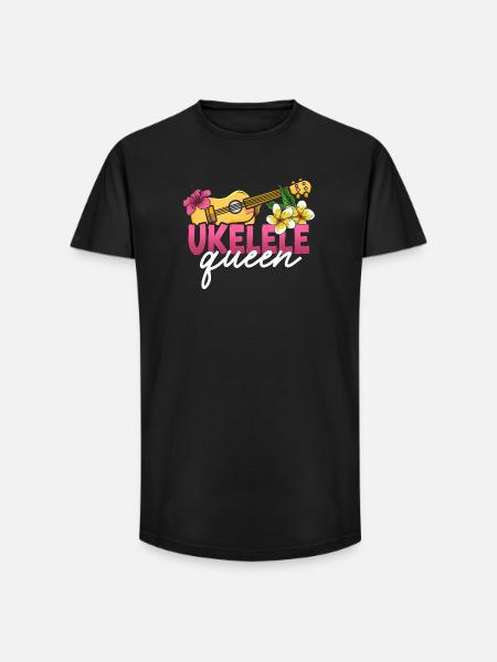 Hawaiian Ukulele Uke Queen Ukulele - Long Fit Men's T-Shirt - black