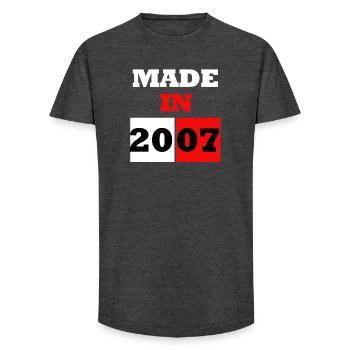 Made In 2007 Anniversary - Long Fit Men's T-Shirt - charcoal grey - Front - AI Model Male 185 light (185cm)