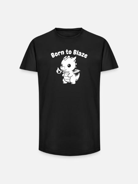 Born to Blaze Dragon Fire - Long Fit Men's T-Shirt - black